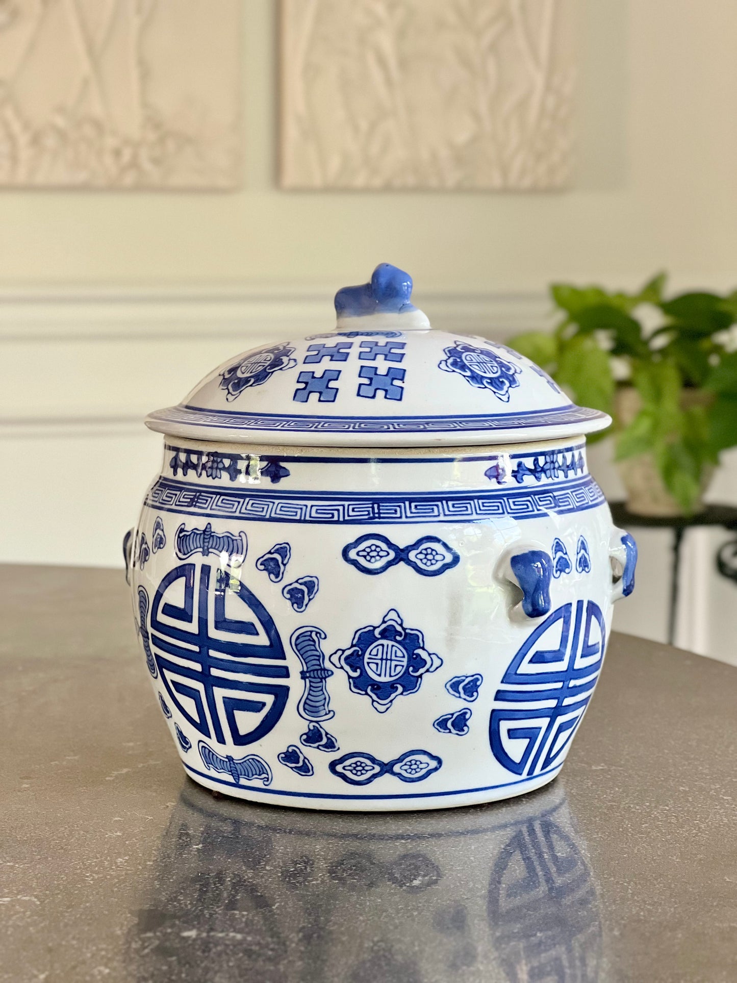 Beautiful Blue & White Chinese Lidded Jar