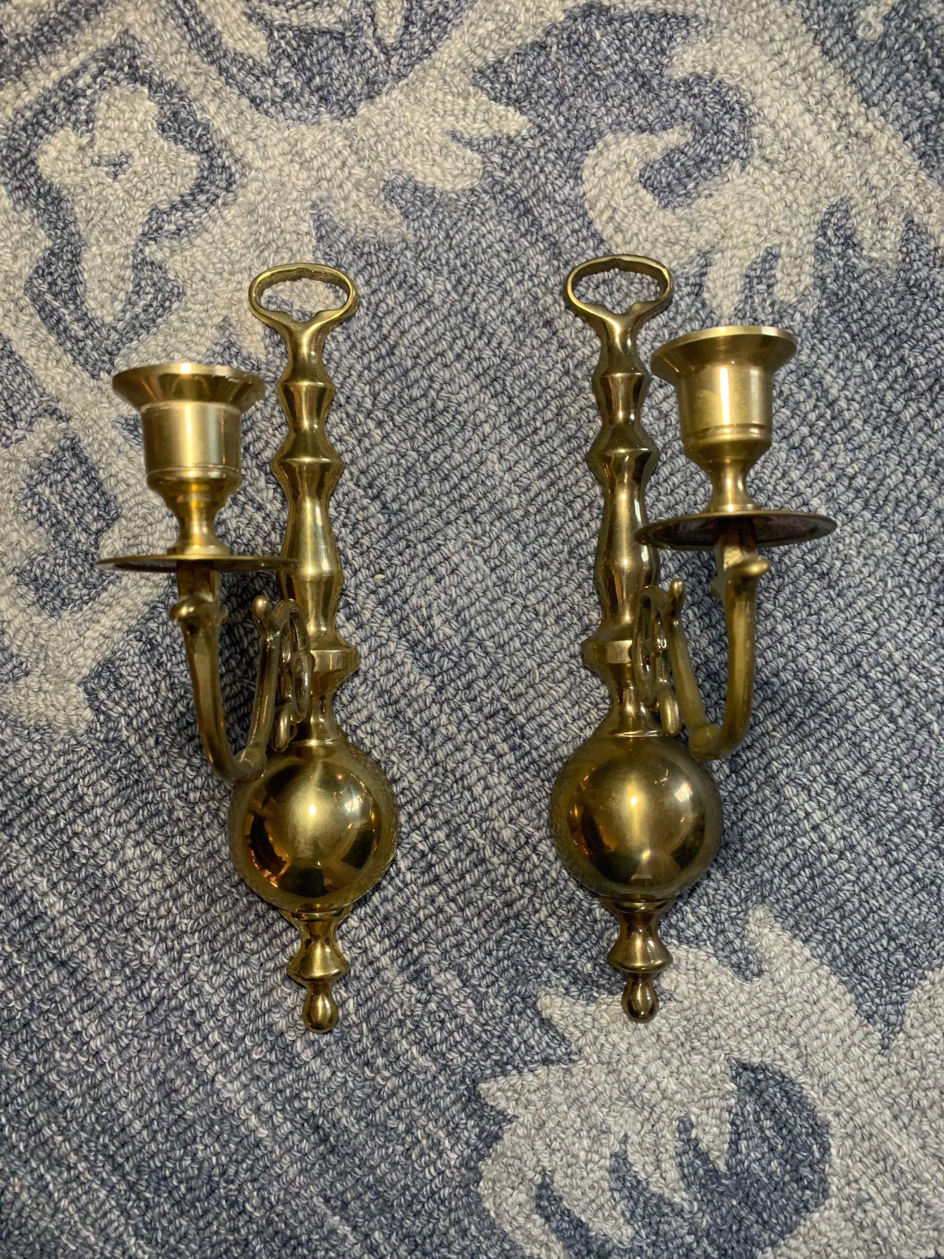 Pair of Fabulous Brass Shell Candle Wall Sconce Holders