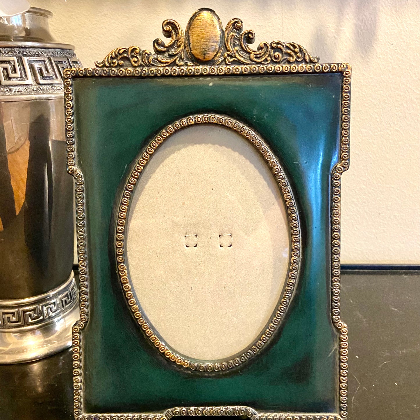 Vintage gold and green  baroque photo frame 7" x 5" and a total size, 11" x 7.75"