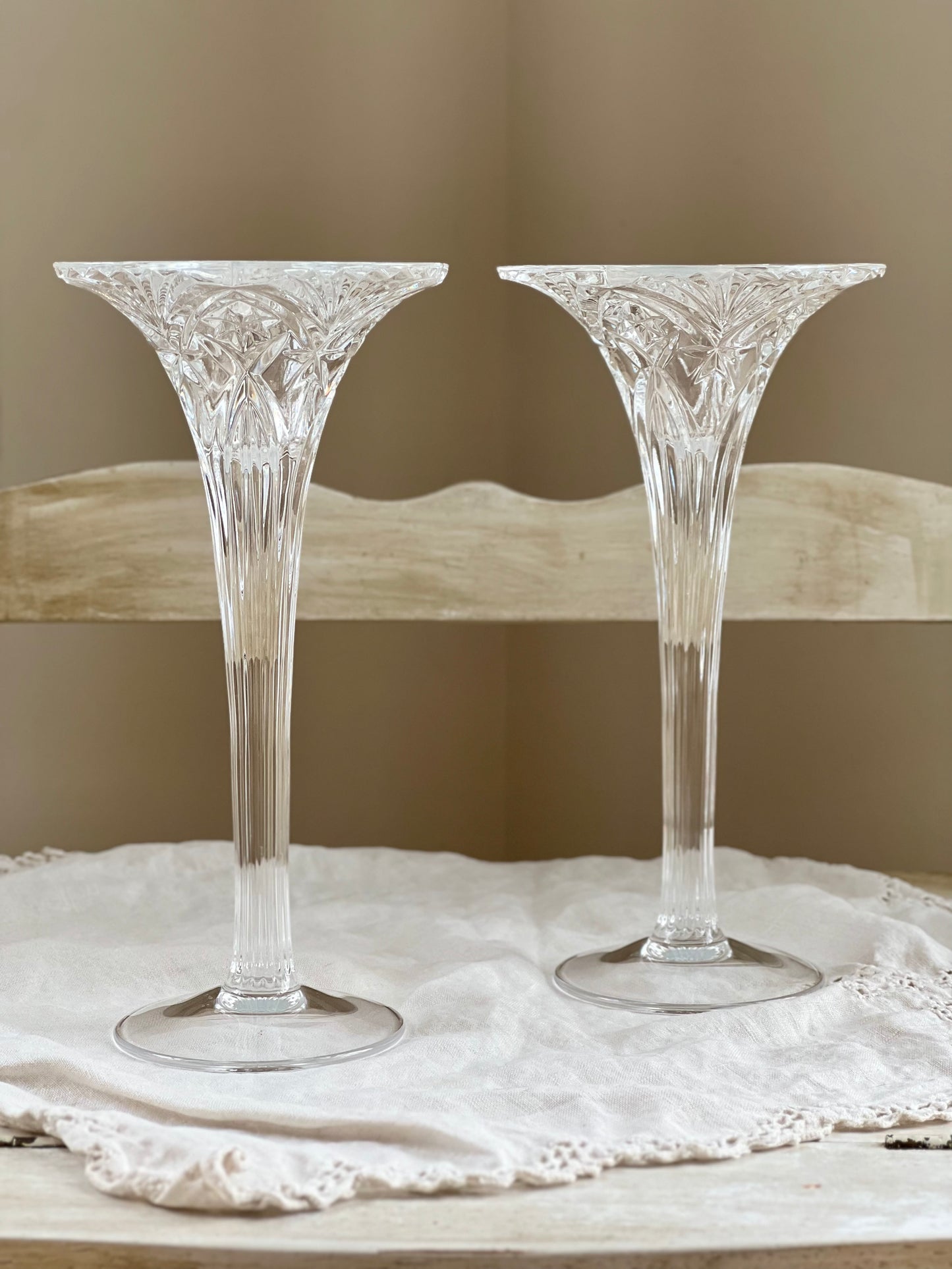 Gorgeous Pair of French Crystal Candle Holders