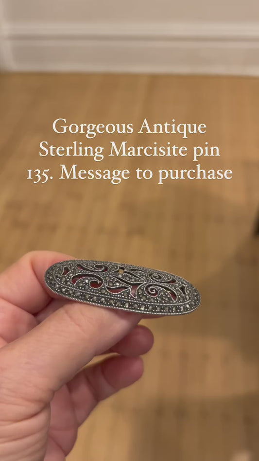 Gorgeous Vintage Marcasite Sterling Pin!