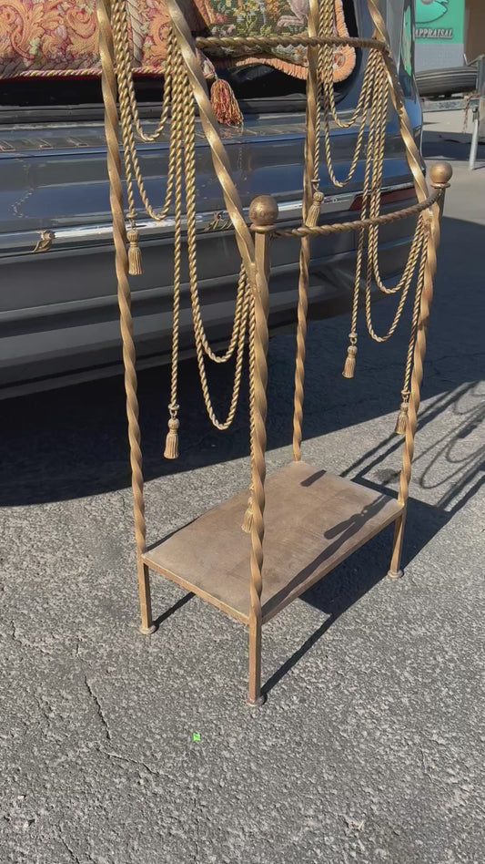 Gold Gilt Tole Rope and Tassel Towel Rack