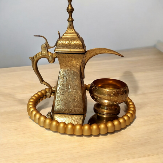 Vintage Brass Arabic Tea pot or Coffee Pot with small Bowl