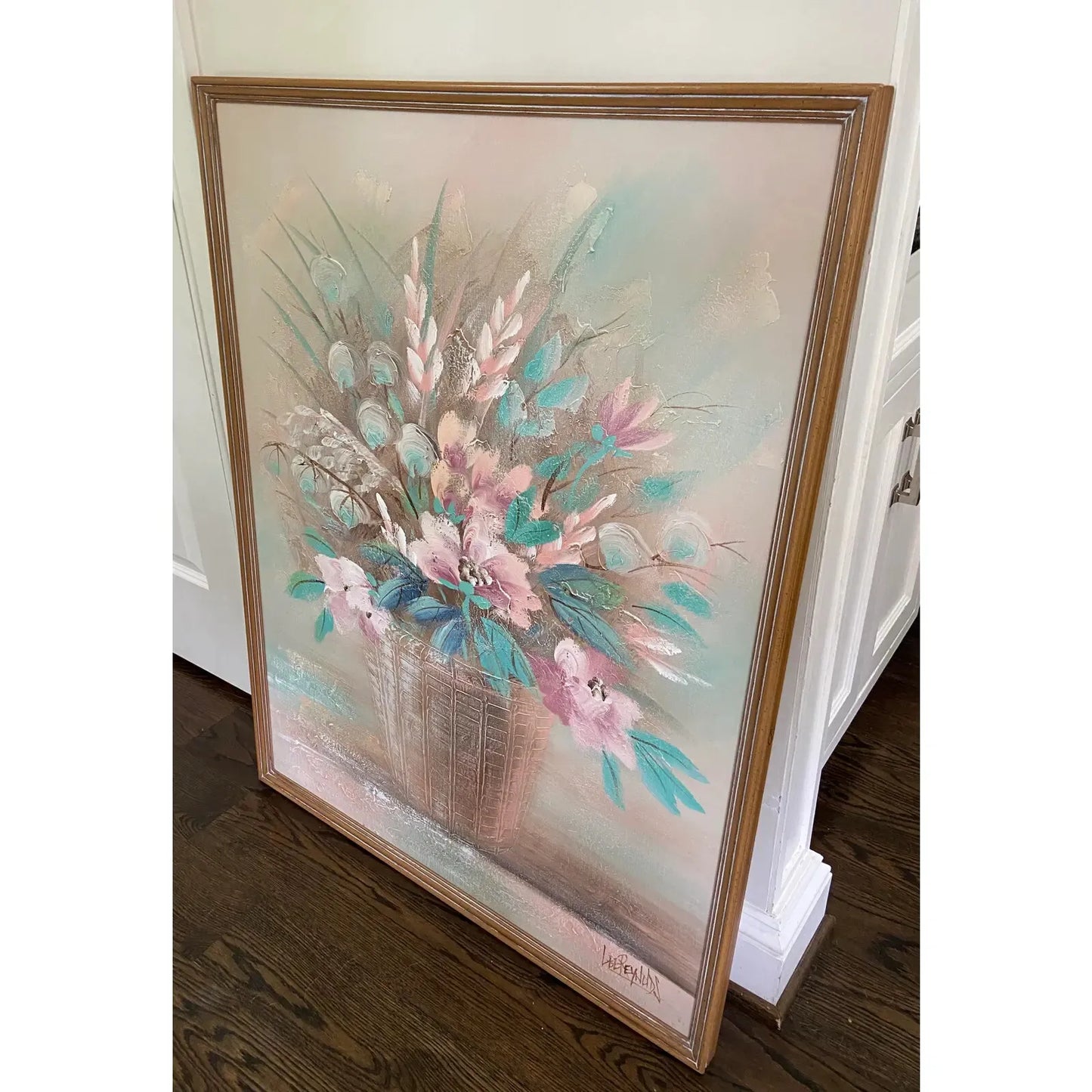 Large Vintage LEE REYNOLDS Framed Floral Still Life Oil Painting