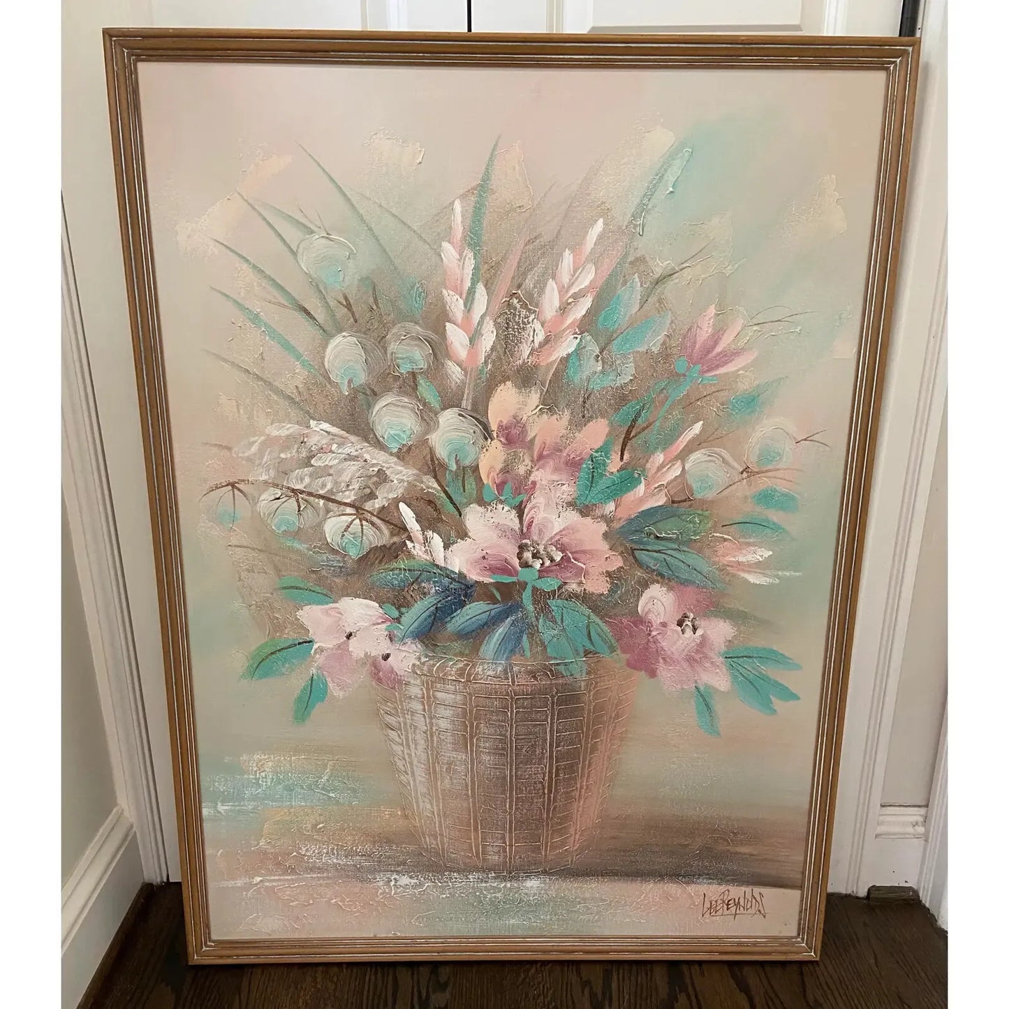 Large Vintage LEE REYNOLDS Framed Floral Still Life Oil Painting