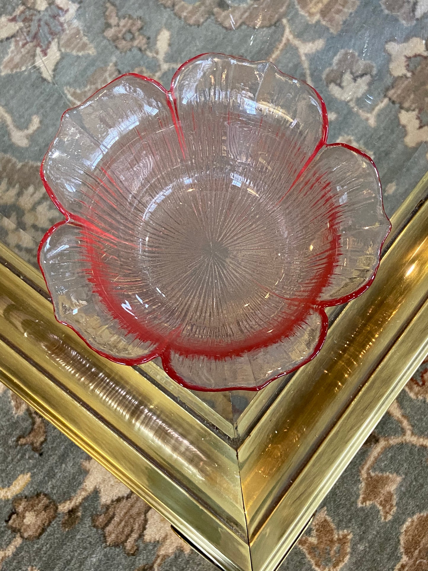 Pair of perfectly pink glass flower dishes by Mikasa