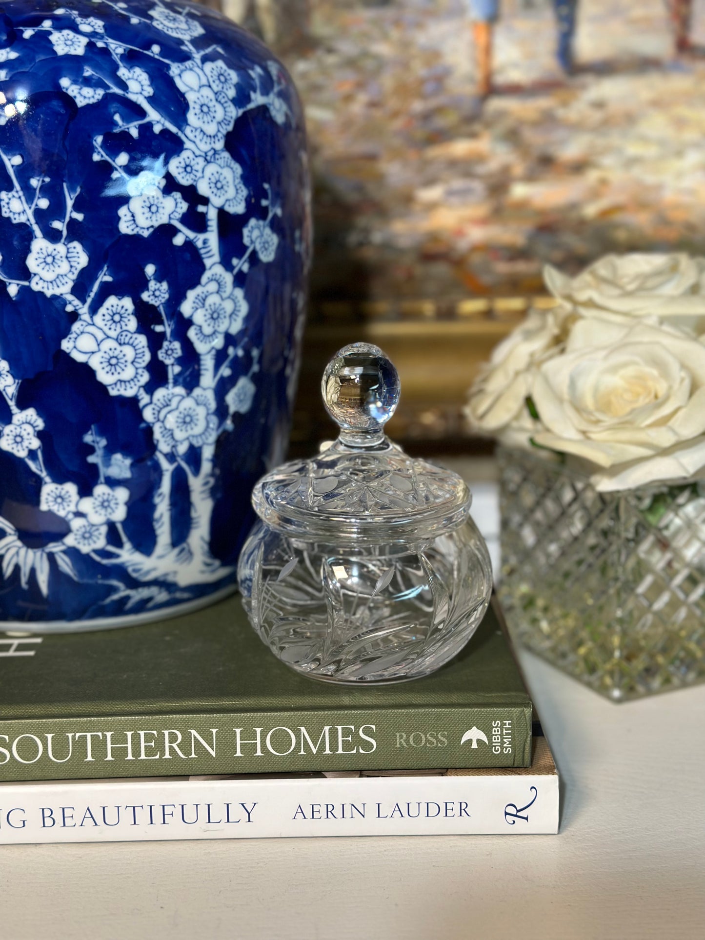 Vintage Bohemian Crystal Candy Dish, 5” tall - Pristine!