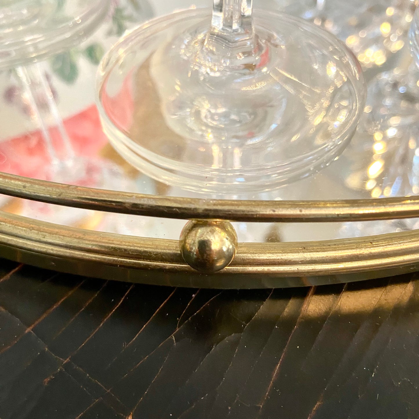 Gorgeous vintage oval perfume mirrored tray 2 available