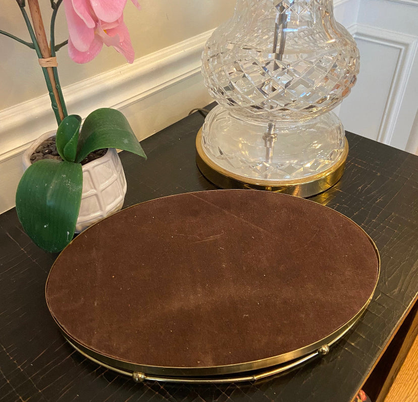 Gorgeous vintage oval perfume mirrored tray 2 available