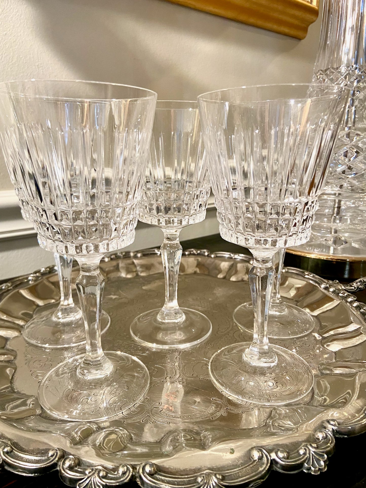 Set of 5 brilliant vintage crystal stemware.